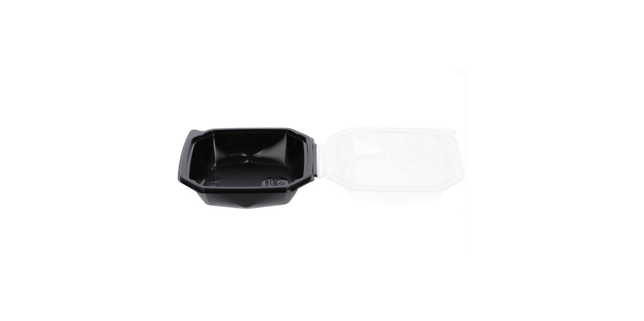 188018 - Octaview APET 150 x150 x 70 mm 400 cc zwart + deksel transparant