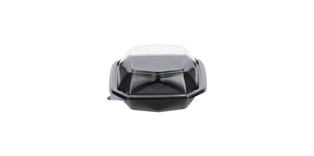 188018 - Octaview APET 150 x150 x 70 mm 400 cc zwart + deksel transparant