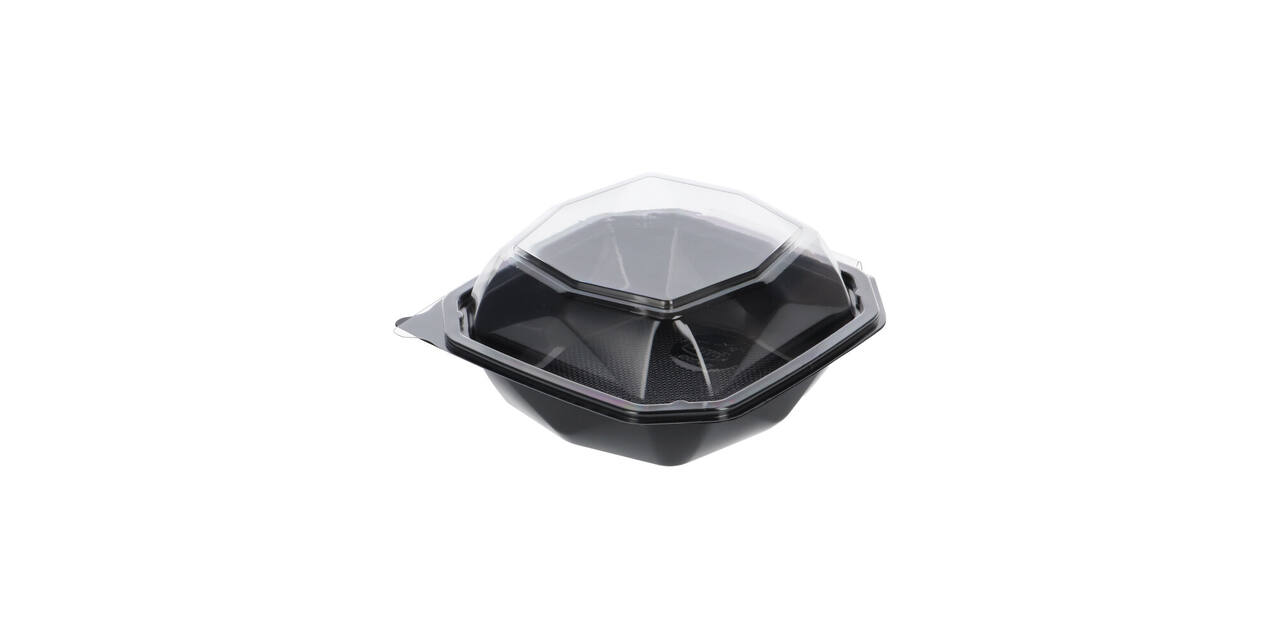 188018 - Octaview APET 150 x150 x 70 mm 400 cc zwart + deksel transparant