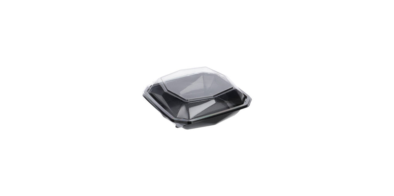 188019 - Octaview APET 185 x185 x 70 mm 625 cc zwart + deksel transparant
