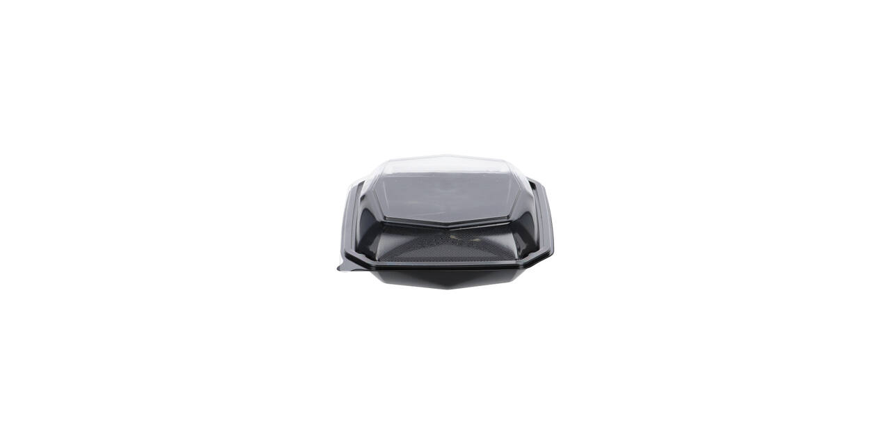 188019 - Octaview APET 185 x185 x 70 mm 625 cc zwart + deksel transparant