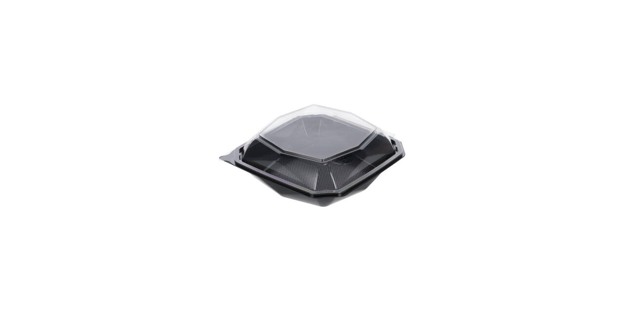 188019 - Octaview APET 185 x185 x 70 mm 625 cc zwart + deksel transparant