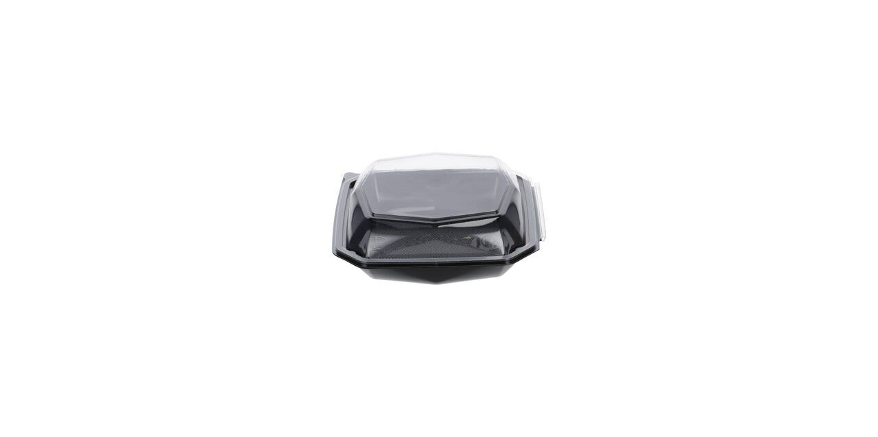 188019 - Octaview APET 185 x185 x 70 mm 625 cc zwart + deksel transparant