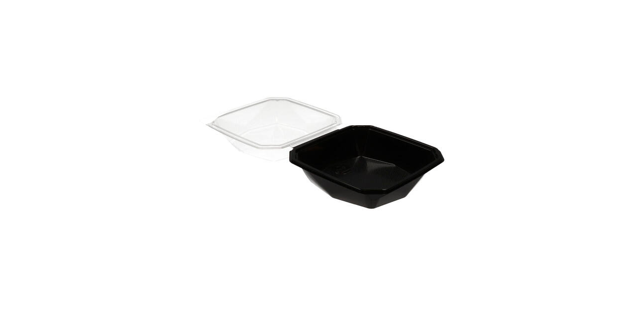 188020 - Octaview APET 185 x185 x 90 mm 800 cc zwart + deksel transparant