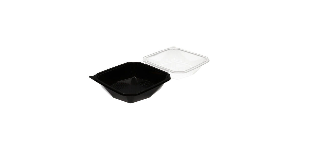 188020 - Octaview APET 185 x185 x 90 mm 800 cc zwart + deksel transparant