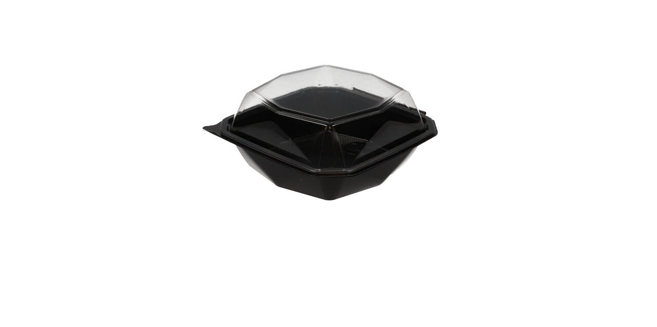 188020 - Octaview APET 185 x185 x 90 mm 800 cc zwart + deksel transparant