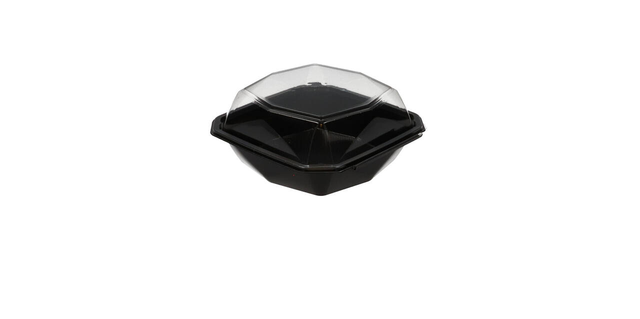 188020 - Octaview APET 185 x185 x 90 mm 800 cc zwart + deksel transparant