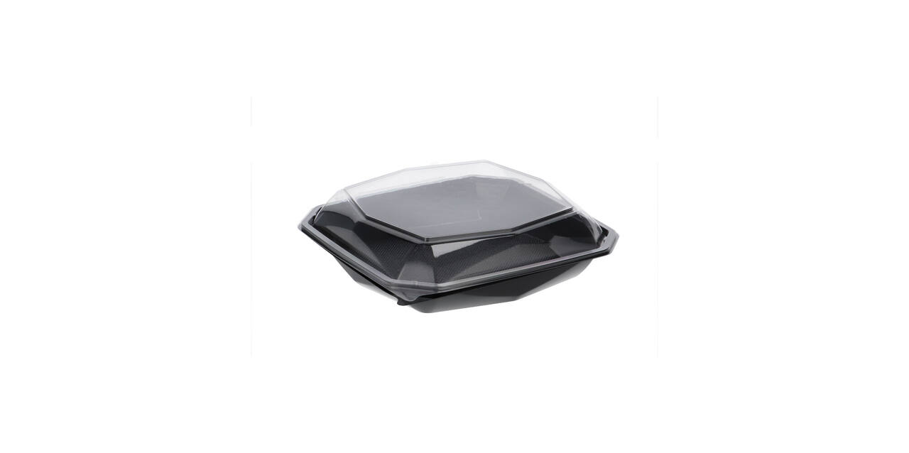 188021 - Octaview APET 225 x 225 x 65 mm 925 cc zwart + deksel transparant