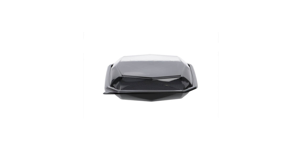 188021 - Octaview APET 225 x 225 x 65 mm 925 cc zwart + deksel transparant