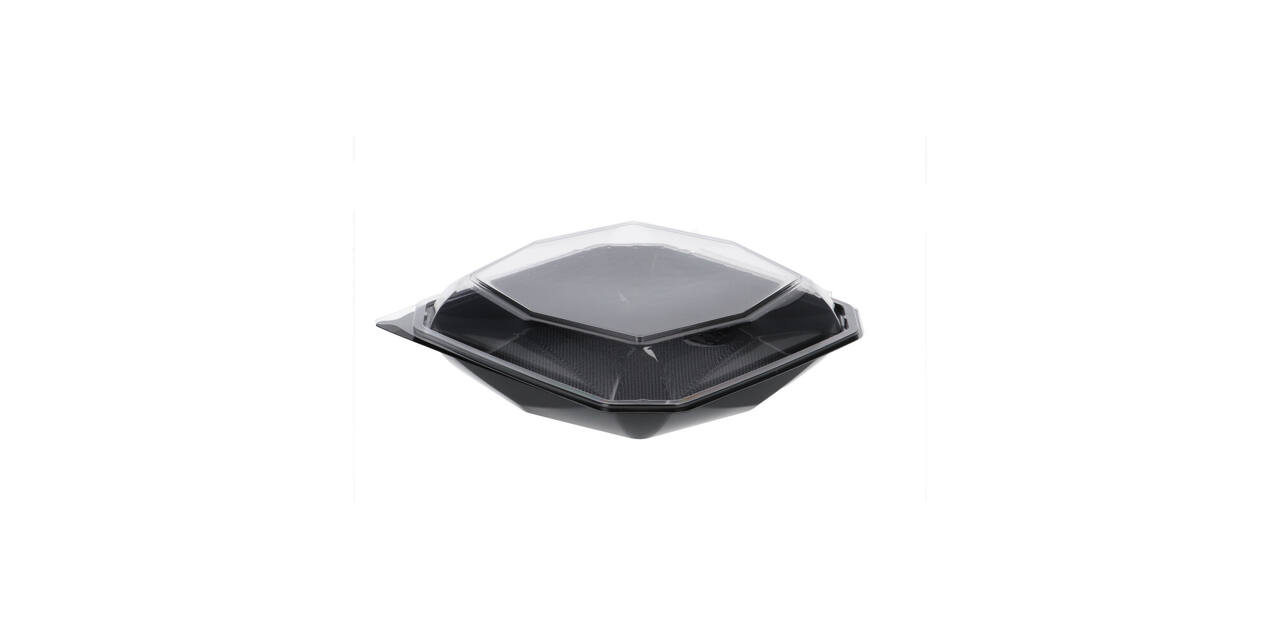 188021 - Octaview APET 225 x 225 x 65 mm 925 cc zwart + deksel transparant