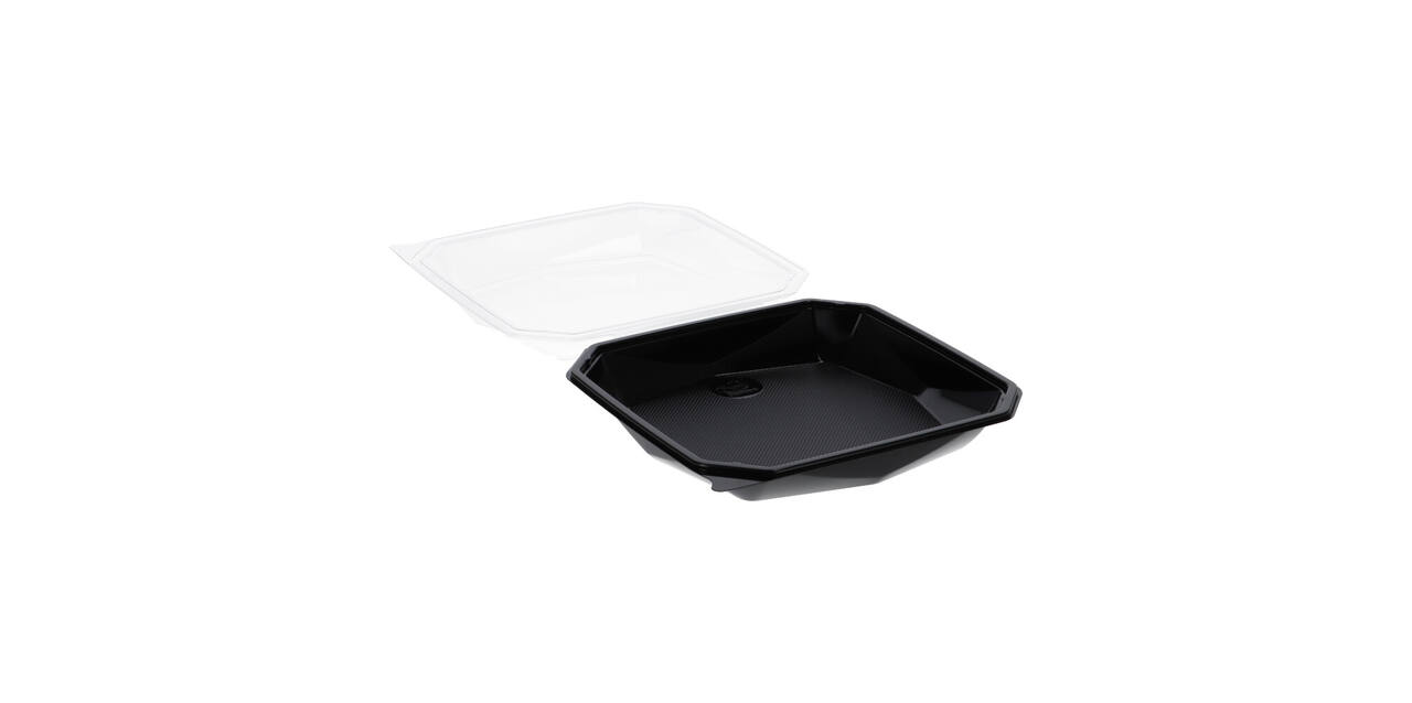 188021 - Octaview APET 225 x 225 x 65 mm 925 cc zwart + deksel transparant