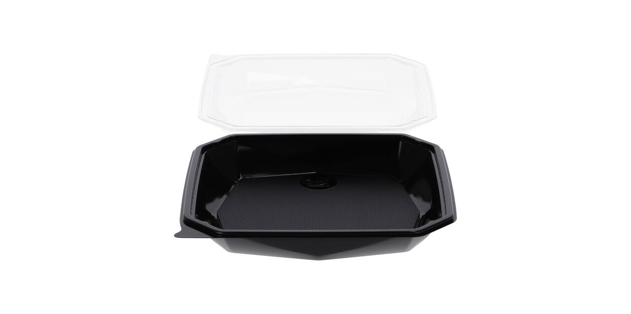 188021 - Octaview APET 225 x 225 x 65 mm 925 cc zwart + deksel transparant