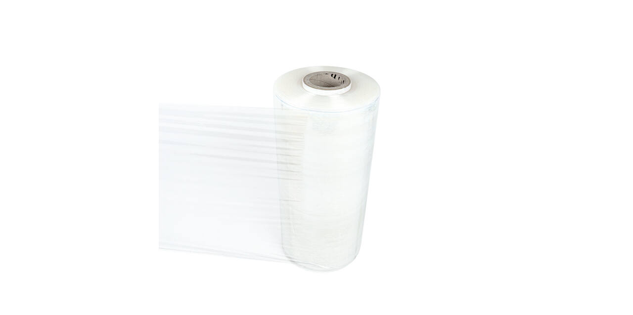 Stretchfolie LLDPE 50 cm x 1511 mtr transparant 300% rek - 23 my  machinerol