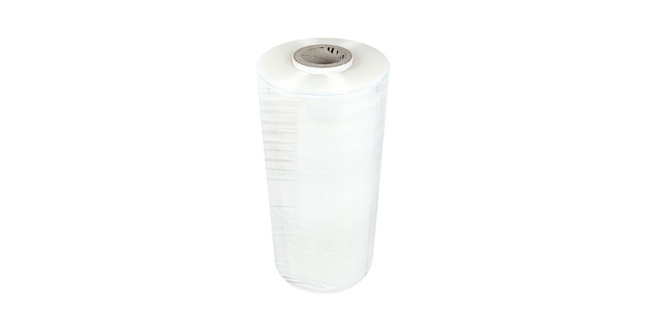Stretchfolie LLDPE 50 cm x 1511 mtr transparant 300% rek - 23 my  machinerol