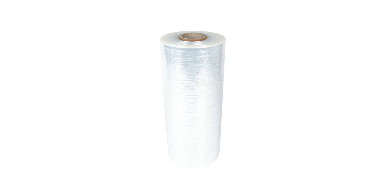 Stretchfolie LLDPE 50 cm x 2896 mtr transparant 300% rek - 12 my  machinerol