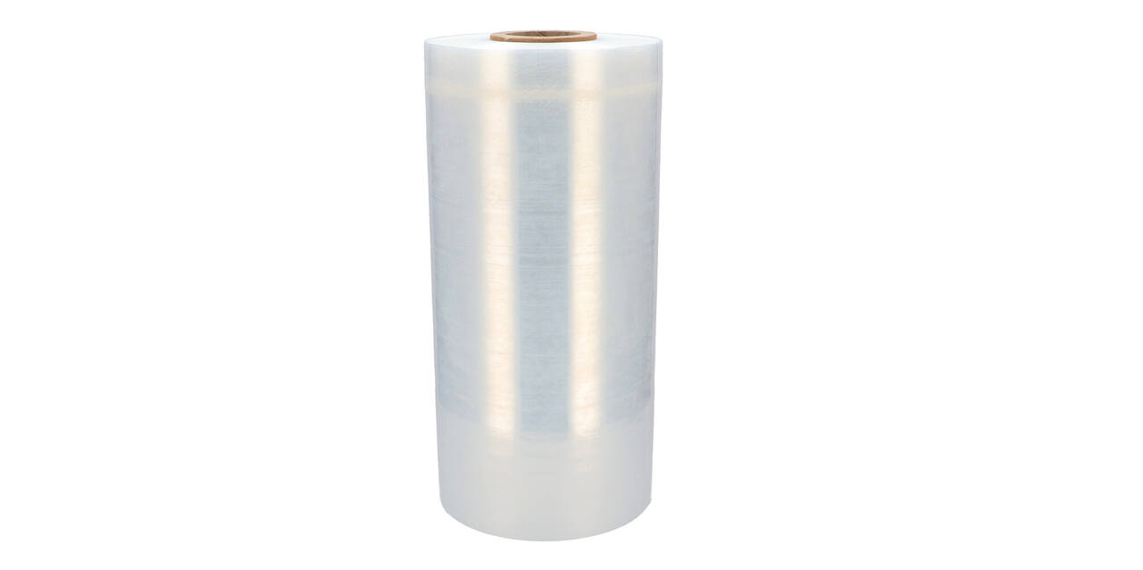 Stretchfolie LLDPE 50 cm x 1738 mtr transparant 300% rek - 20 my machinerol