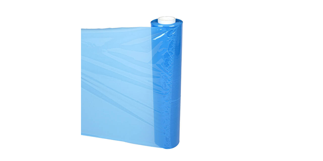 Stretchfolie LLDPE 50 cm x 300 mtr blauw 20 my handrol