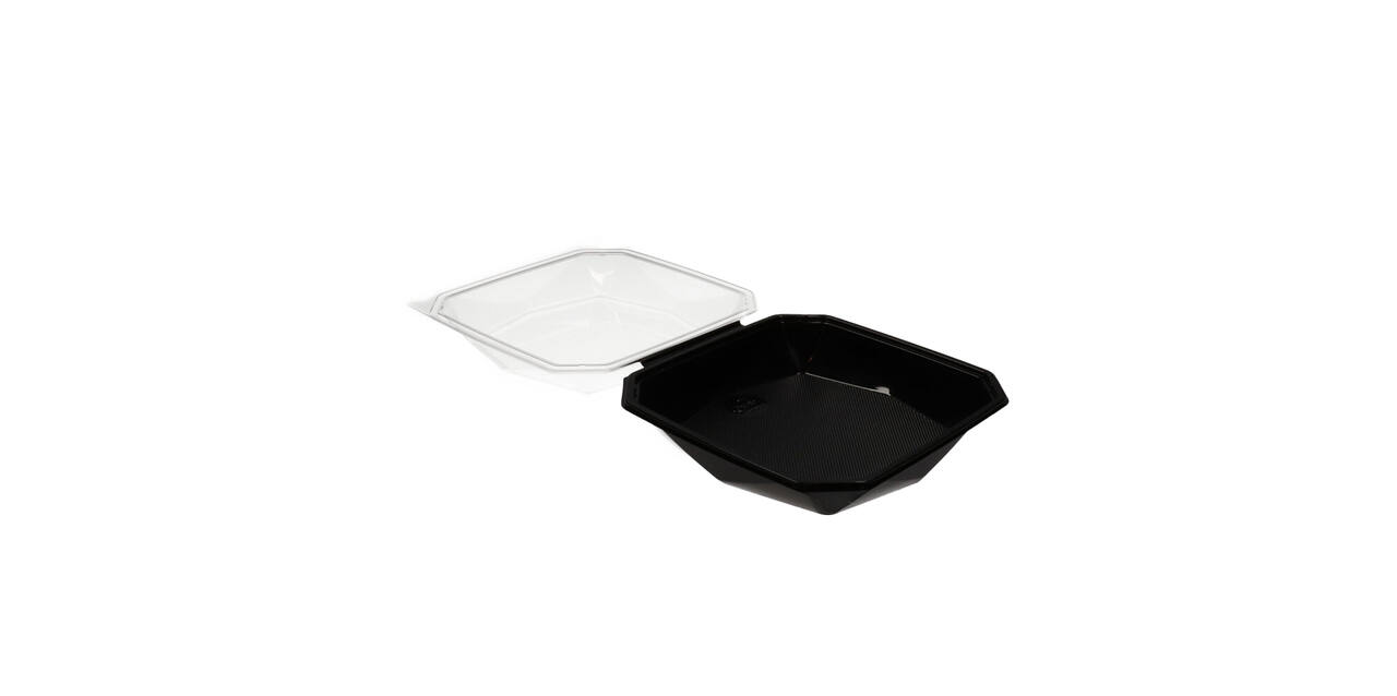 188022 - Octaview APET 225 x 225 x 80 mm 1150 cc zwart + deksel transparant
