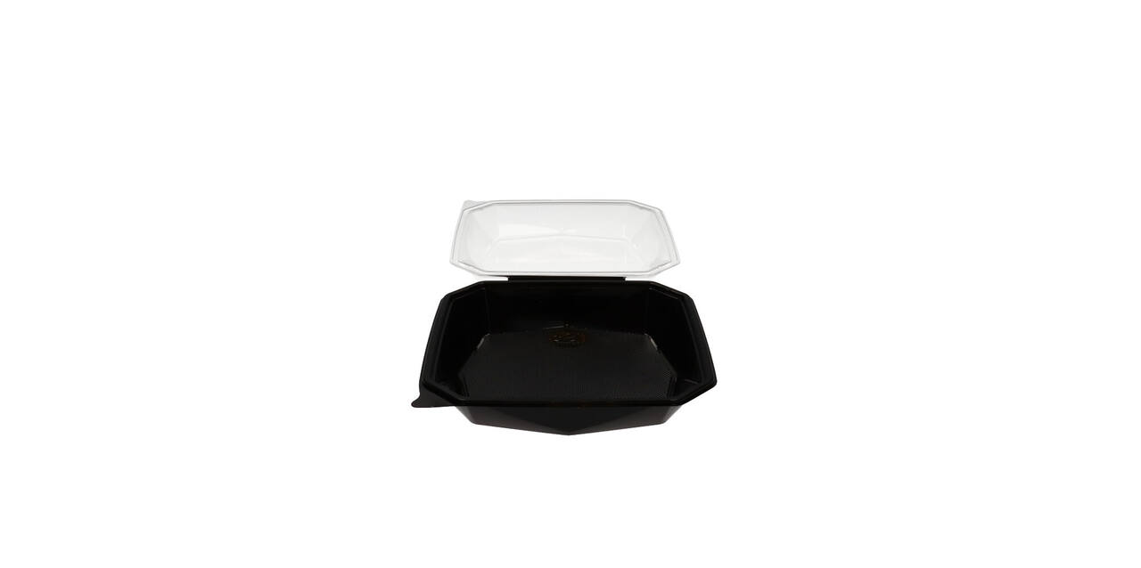 188022 - Octaview APET 225 x 225 x 80 mm 1150 cc zwart + deksel transparant