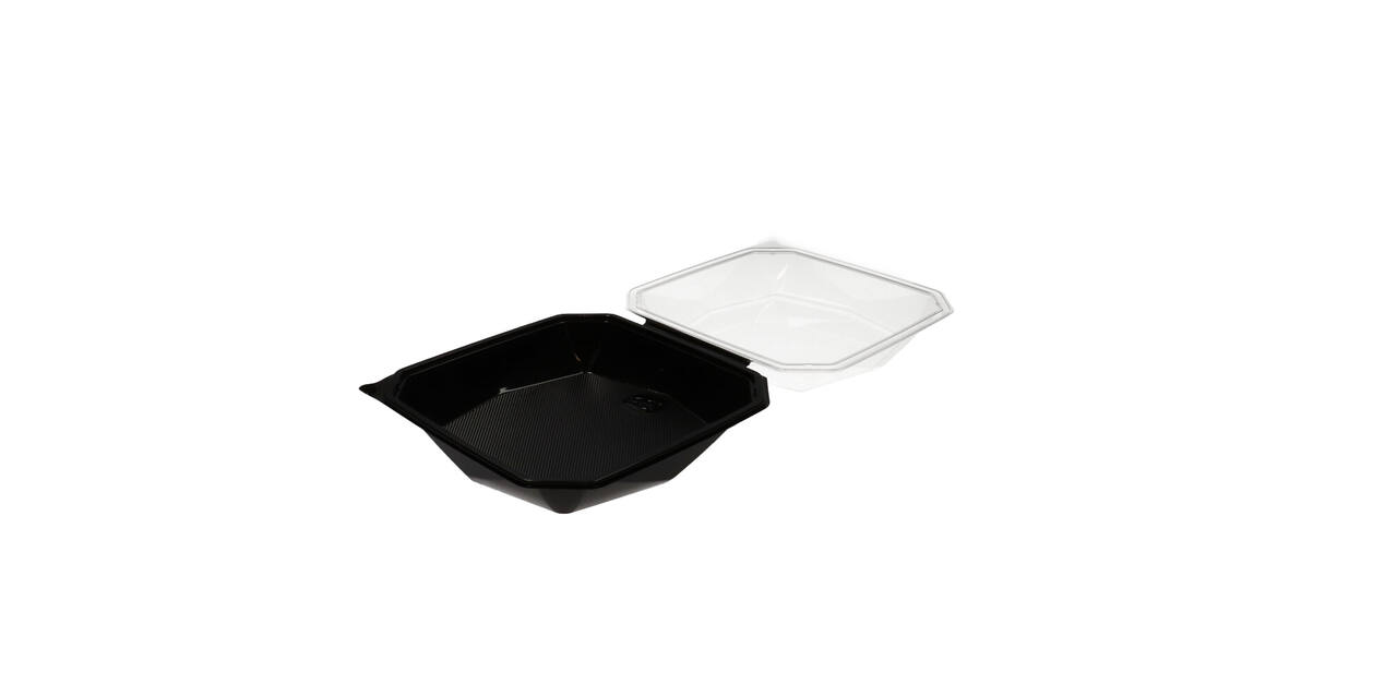 188022 - Octaview APET 225 x 225 x 80 mm 1150 cc zwart + deksel transparant