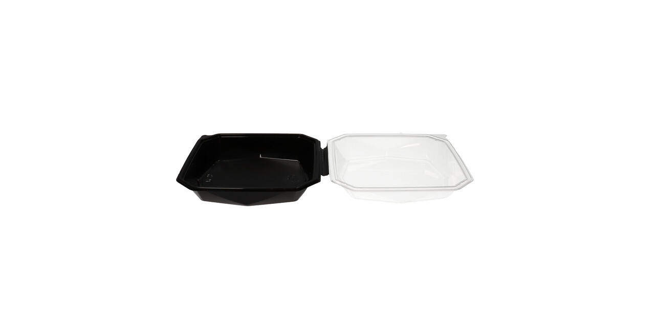 188022 - Octaview APET 225 x 225 x 80 mm 1150 cc zwart + deksel transparant