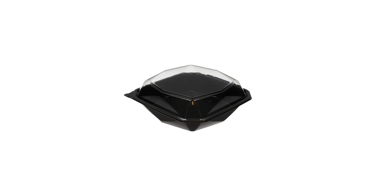 188022 - Octaview APET 225 x 225 x 80 mm 1150 cc zwart + deksel transparant