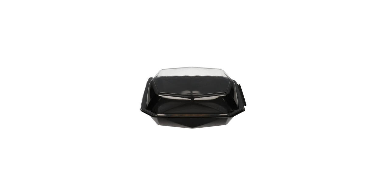 188022 - Octaview APET 225 x 225 x 80 mm 1150 cc zwart + deksel transparant