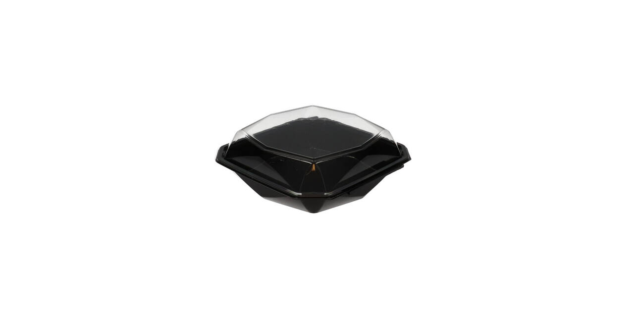 188022 - Octaview APET 225 x 225 x 80 mm 1150 cc zwart + deksel transparant