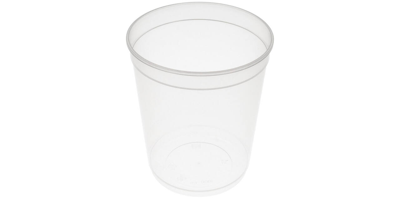 Bak PP ø115/138 transparant 1000 ml rond spuitgiet