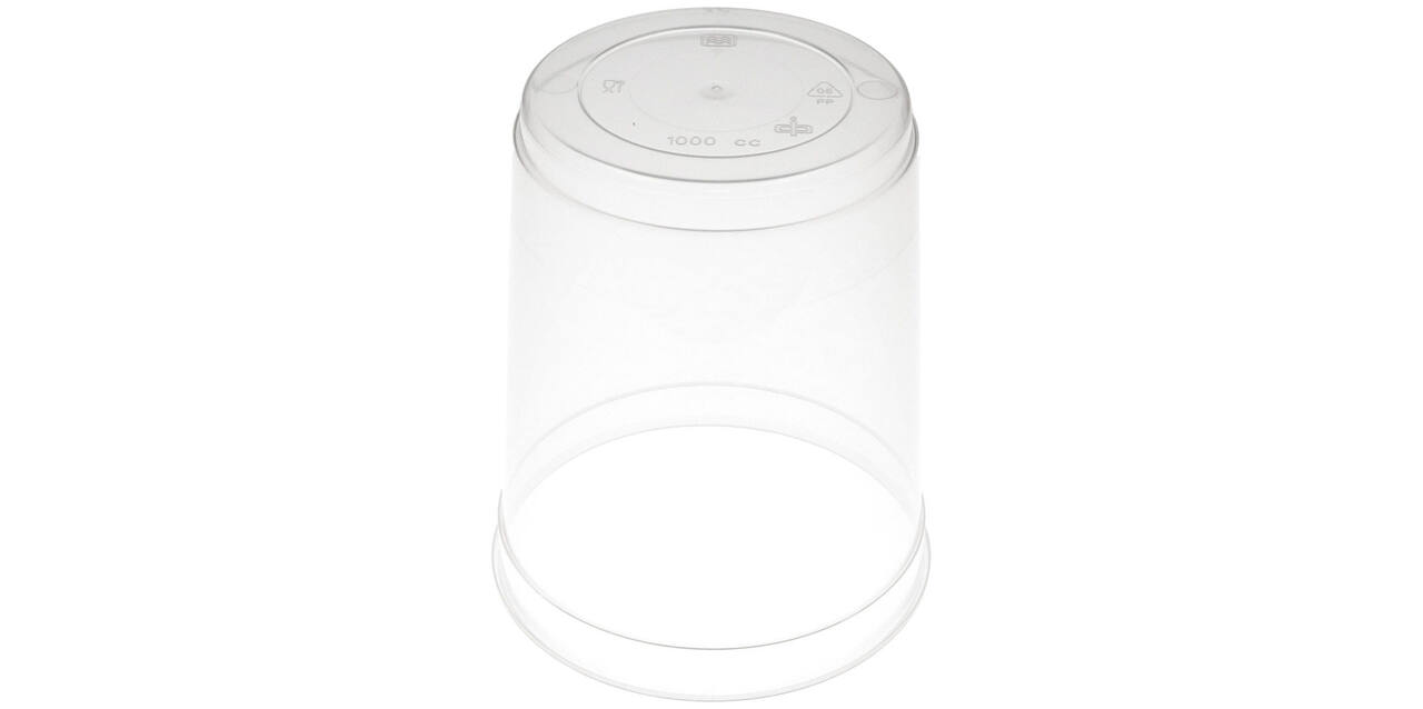 Bak PP ø115/138 transparant 1000 ml rond spuitgiet