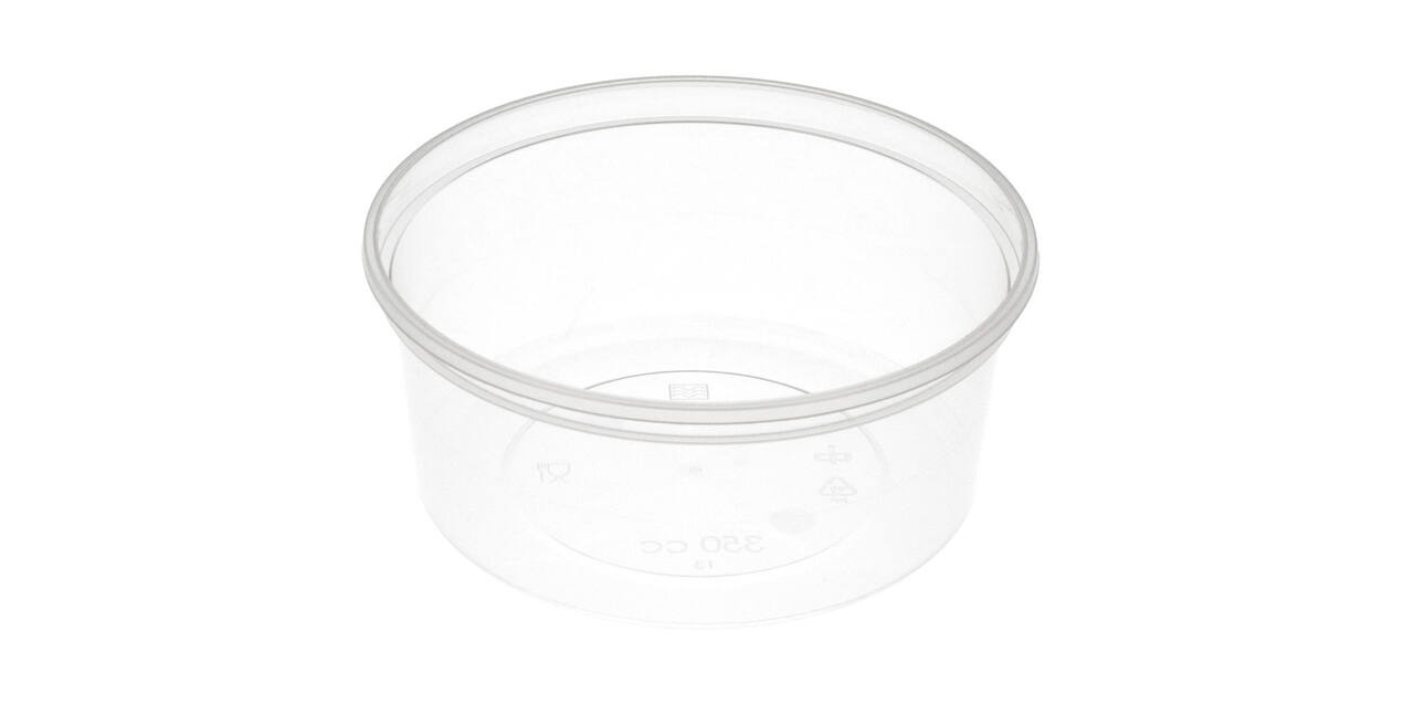 Bak PP ø115/50 transparant 350 ml rond spuitgiet