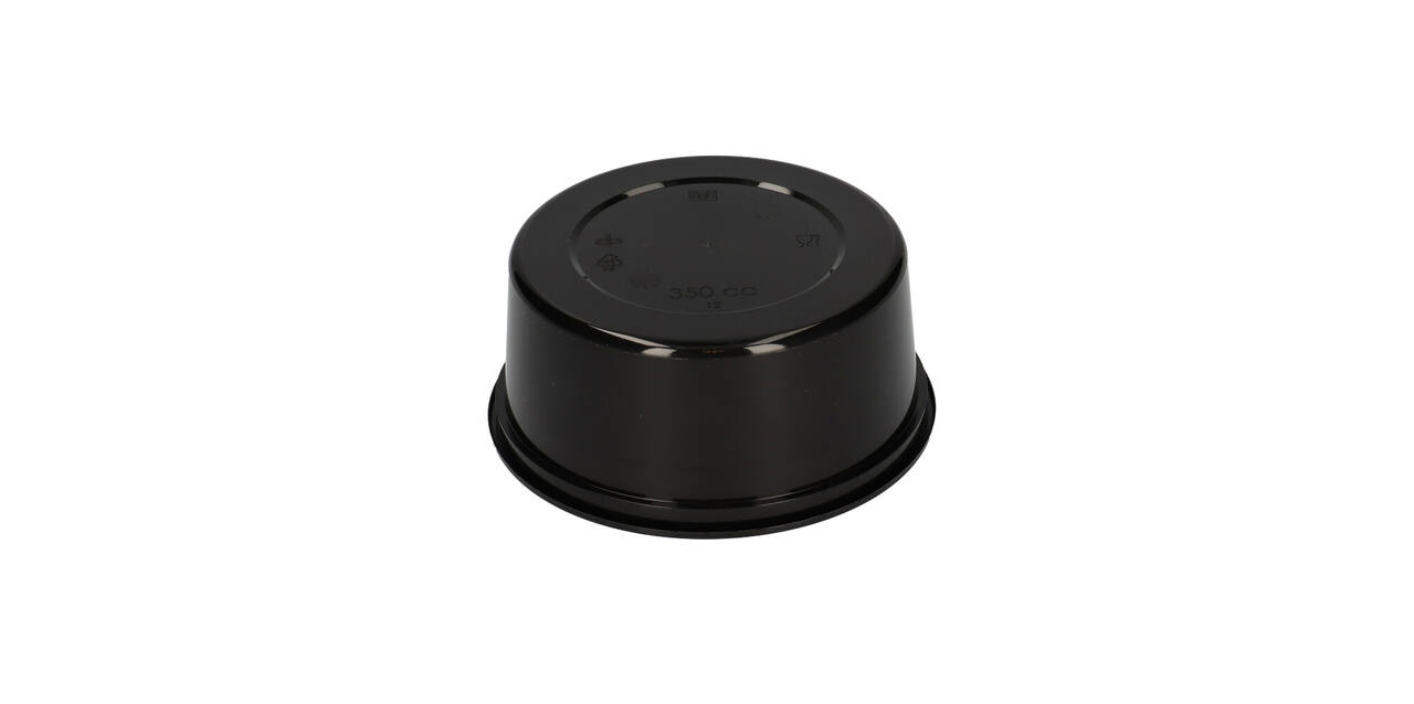Bak PP ø115/50 zwart 350 ml rond spuitgiet
