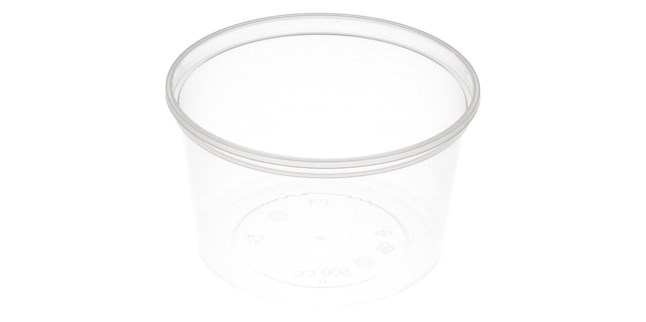 Bak PP ø115/70 transparant 500 ml rond spuitgiet