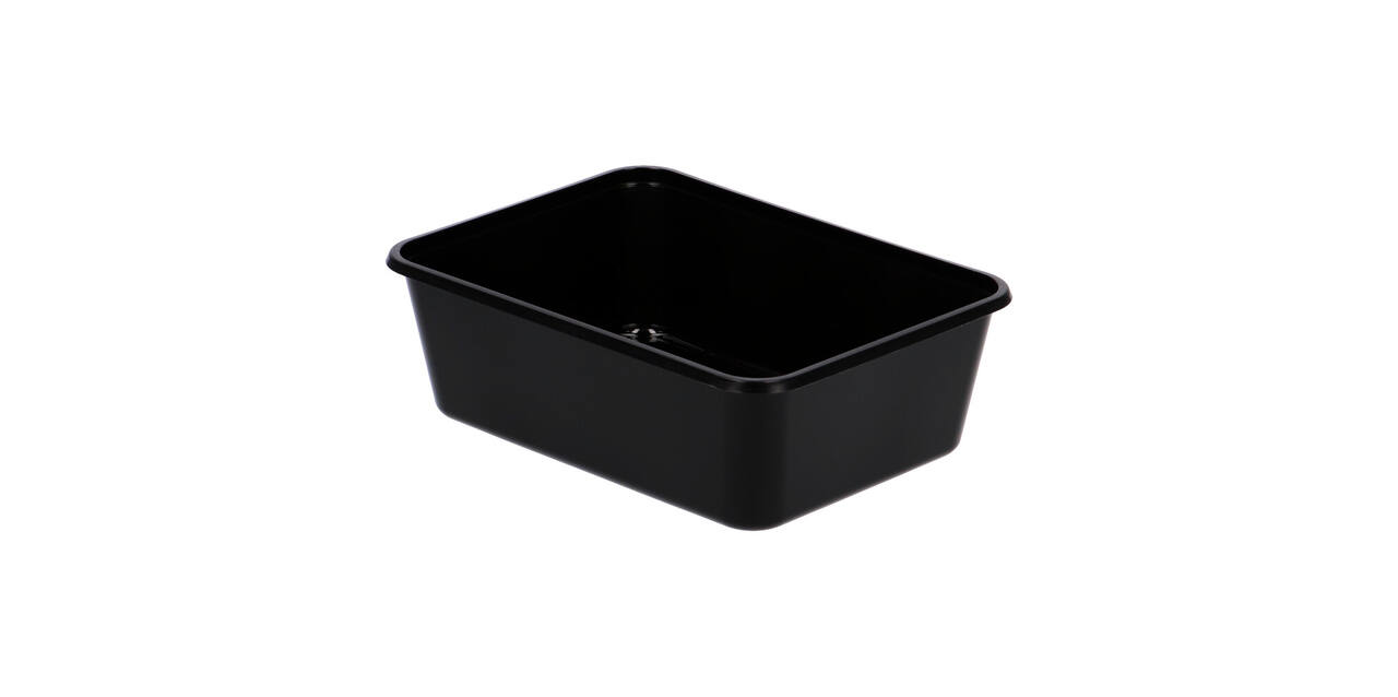 Bak PP 182 x 135 x 65 mm zwart 1000 ml rechthoekig spuitgiet