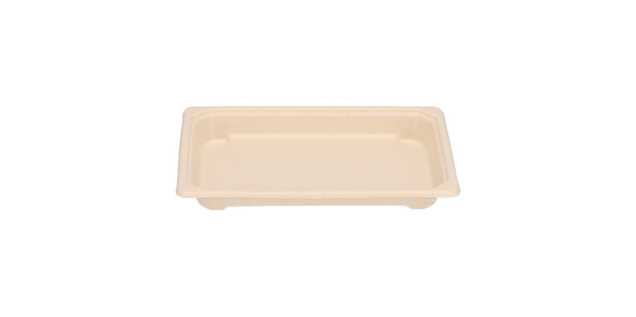 196727 - Tray Sushi bagasse 184 x 128 x 22 mm small bruin