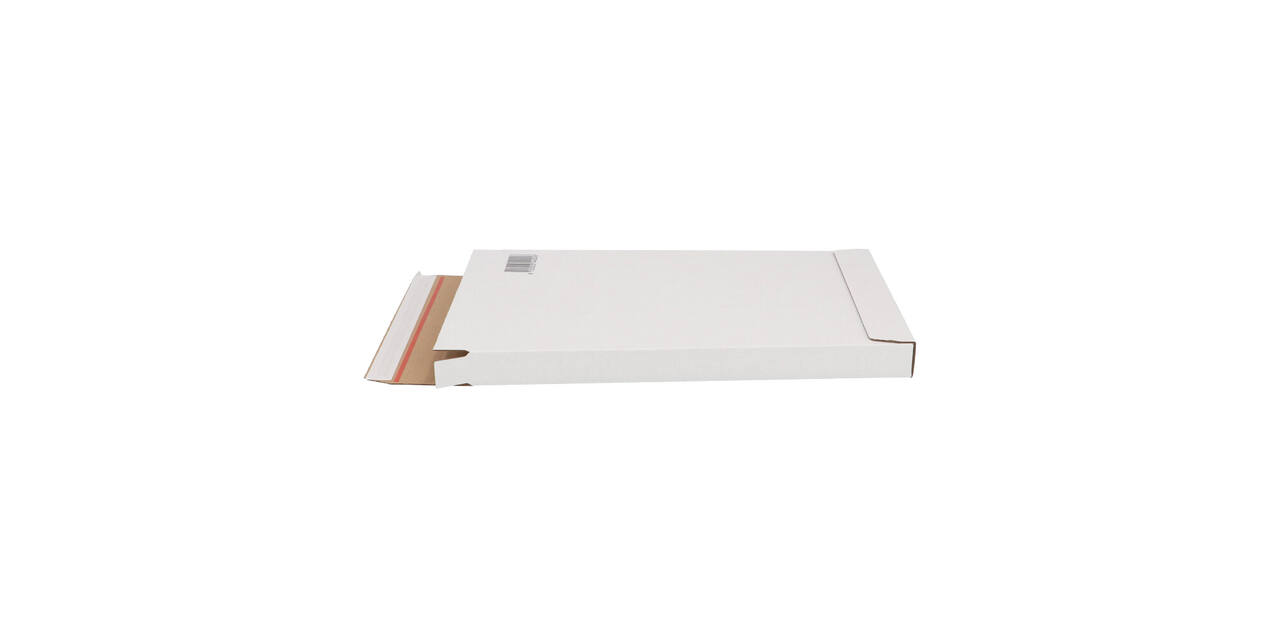 Brievenbusdoos 350 x 250 x 28 mm wit/bruin enkel golf met zelfklevende sluiting  - A4+ - 211 103 225
