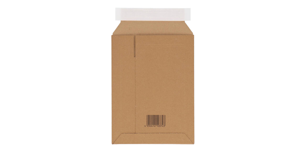 Golfkartonenvelop 210 x 292 mm bruin/bruin enkel golf opening korte zijde - A4 - 210 100 425