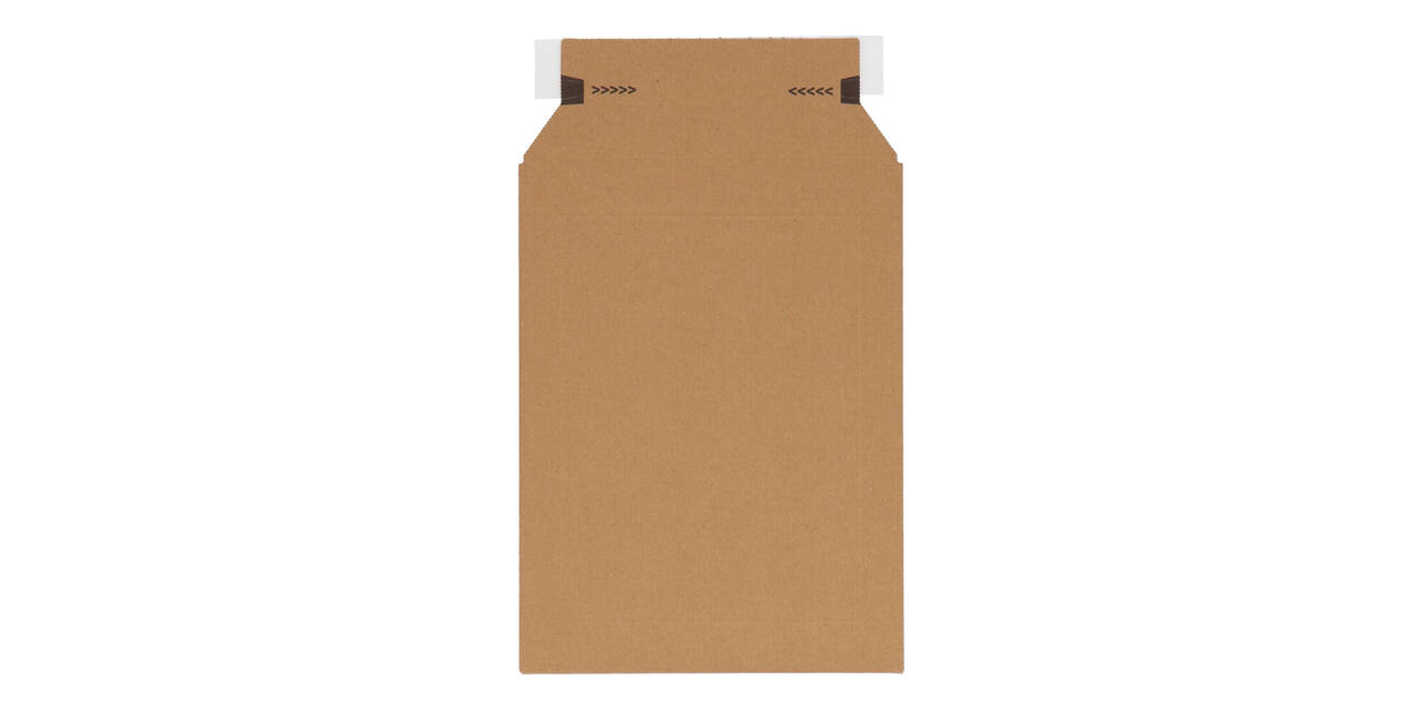 Golfkartonenvelop 210 x 292 mm bruin/bruin enkel golf opening korte zijde - A4 - 210 100 425