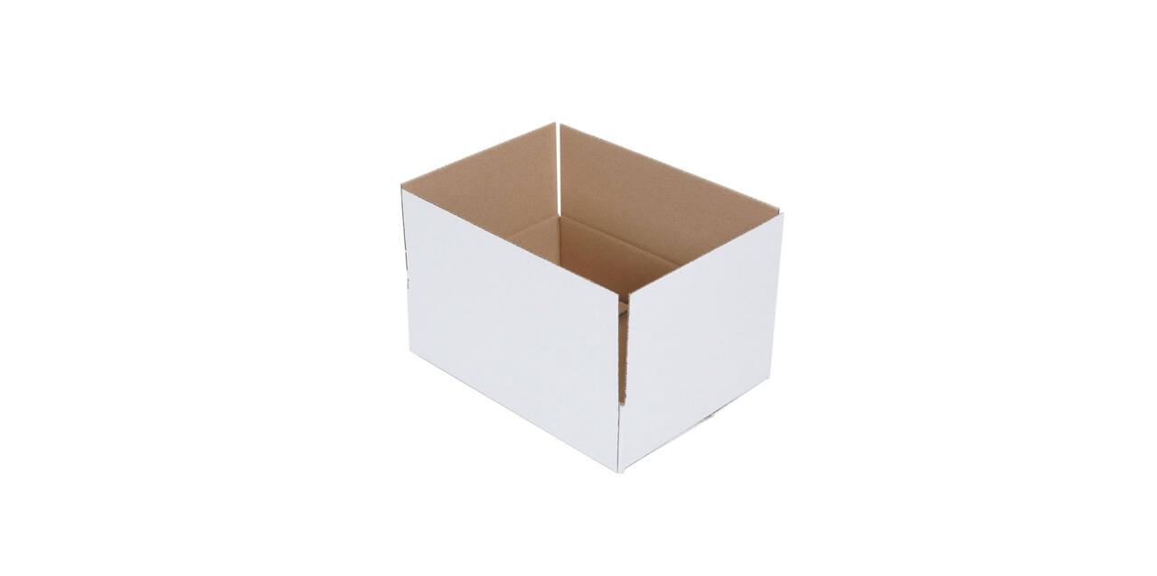 Doos 330 x 246 x 85 mm wit/bruin enkelgolf fefco 0201