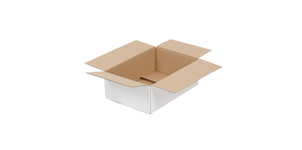 Doos 360 x 240 x 120 mm  wit/bruin enkelgolf fefco 0201