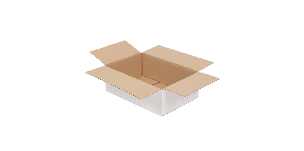 Doos 360 x 240 x 120 mm  wit/bruin enkelgolf fefco 0201