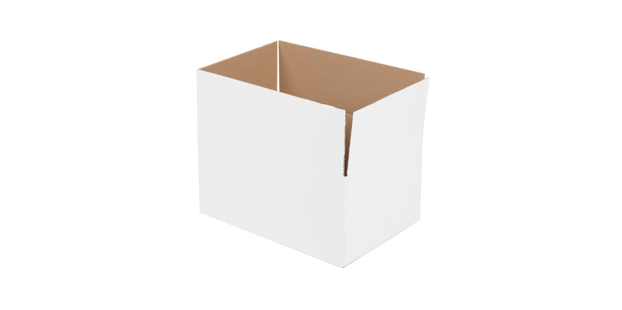 Doos 360 x 240 x 180 mm wit/bruin enkelgolf fefco 0201