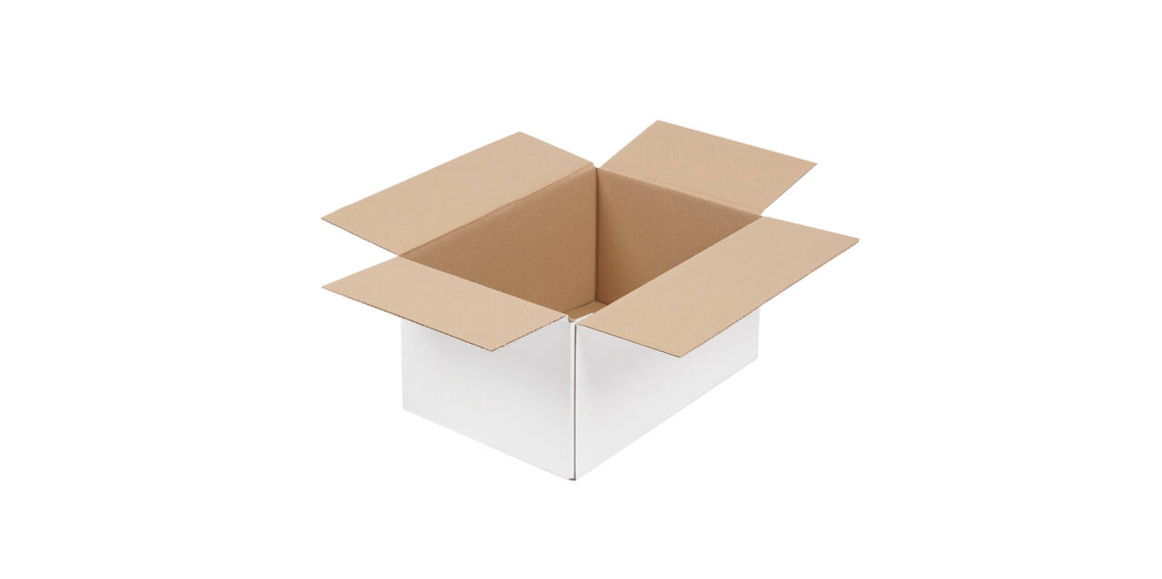 Doos 360 x 240 x 180 mm wit/bruin enkelgolf fefco 0201