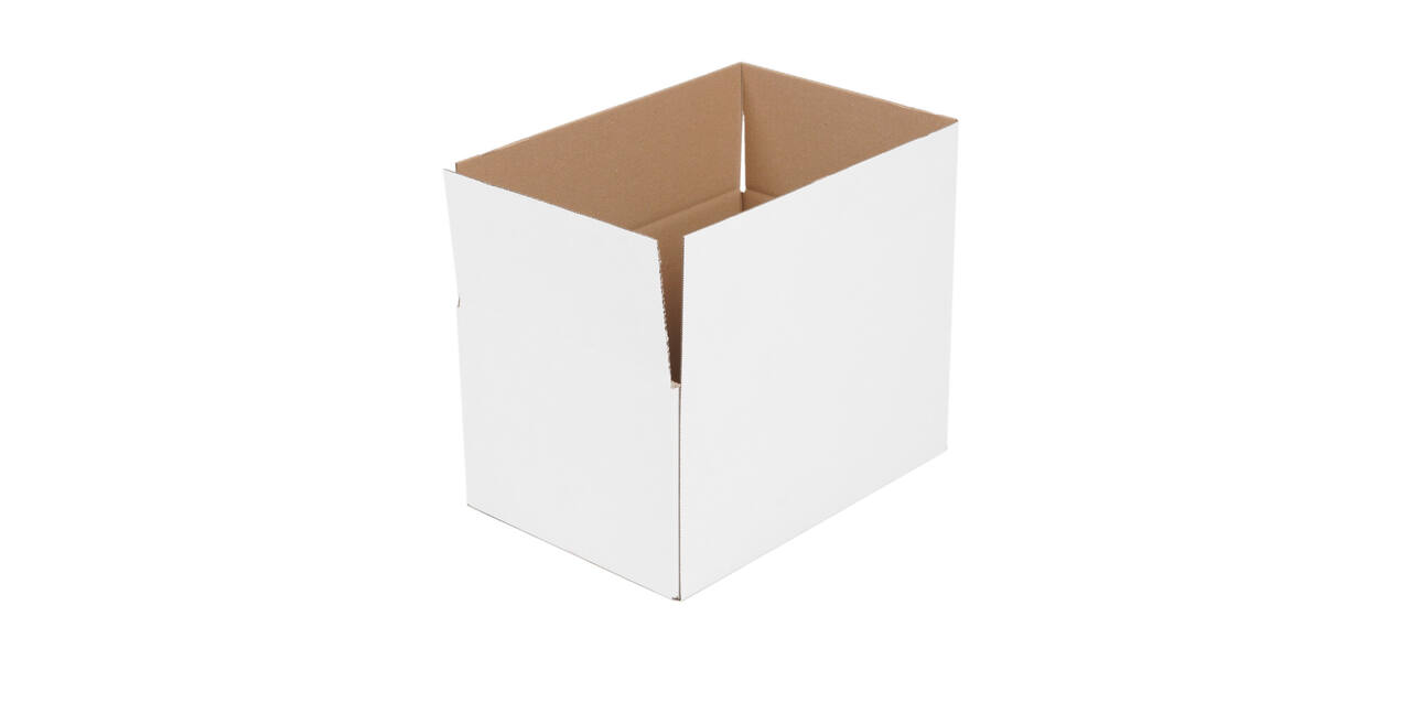 Doos 360 x 240 x 180 mm wit/bruin enkelgolf fefco 0201