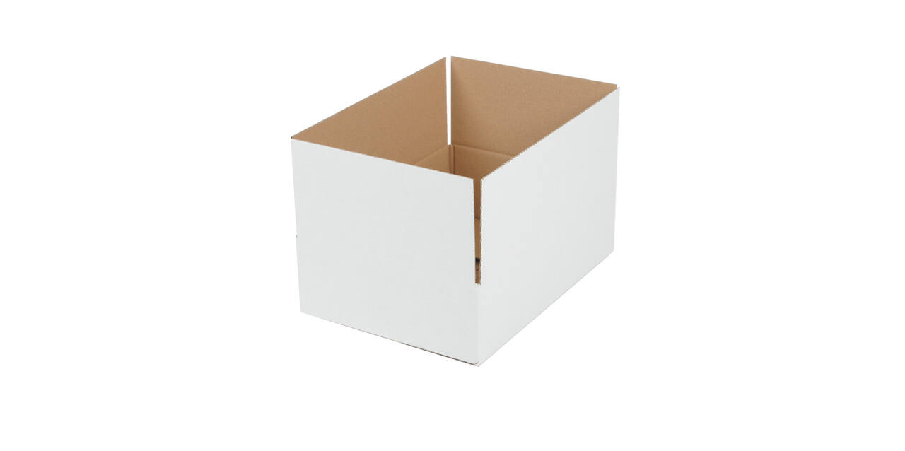 Doos 390 x 280 x 110 mm wit/bruin enkelgolf fefco 0201