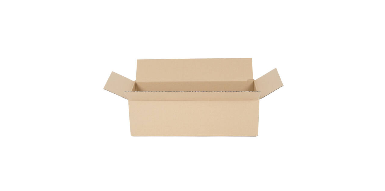 Doos 570 x 230 x 175 mm  bruin/bruin enkelgolf fefco 0201