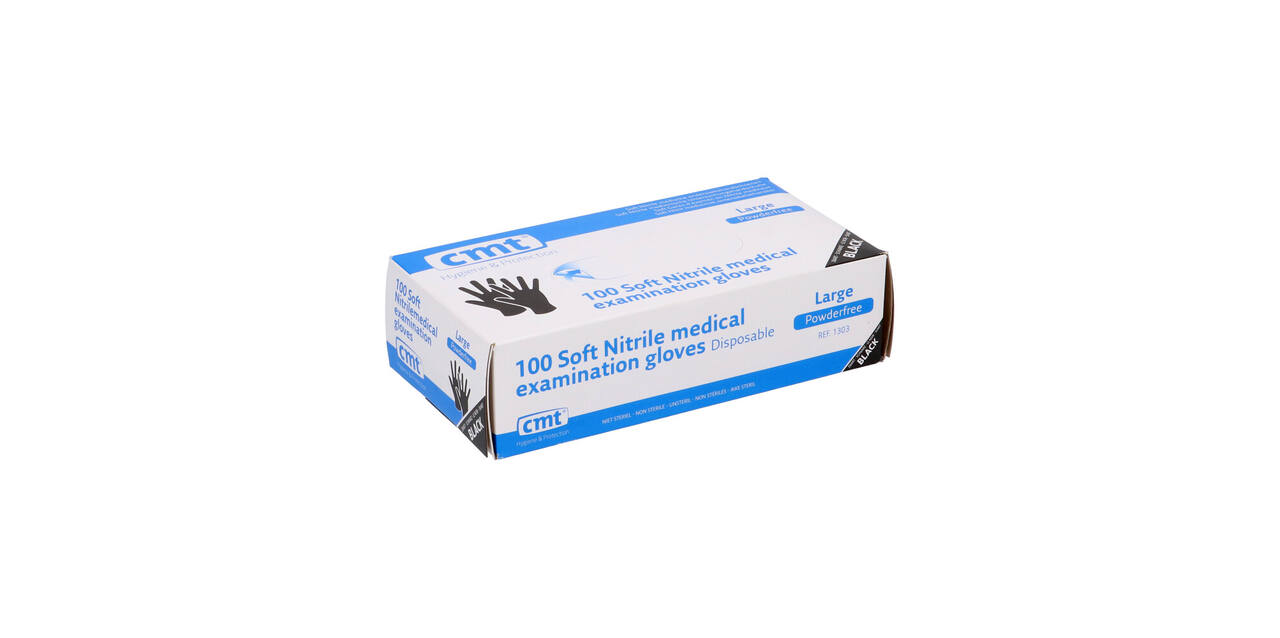 Handschoenen nitrile Soft large disp. à 100 ongepoederd zwart - 1303