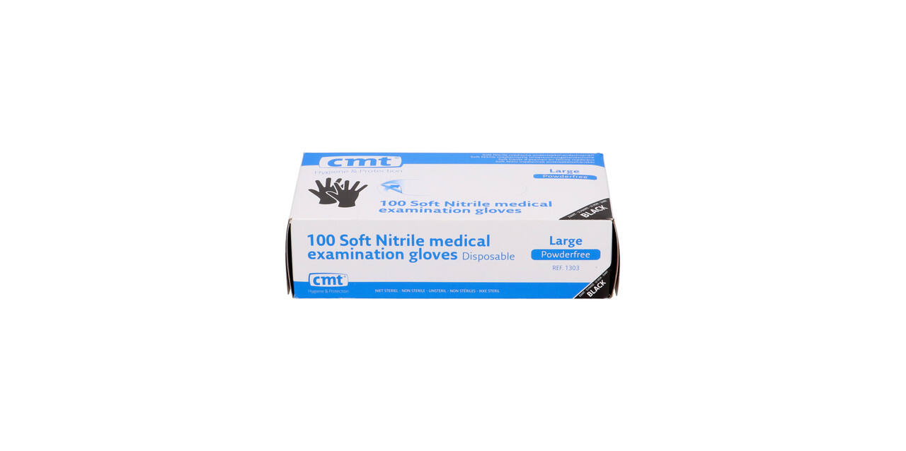 Handschoenen nitrile Soft large disp. à 100 ongepoederd zwart - 1303