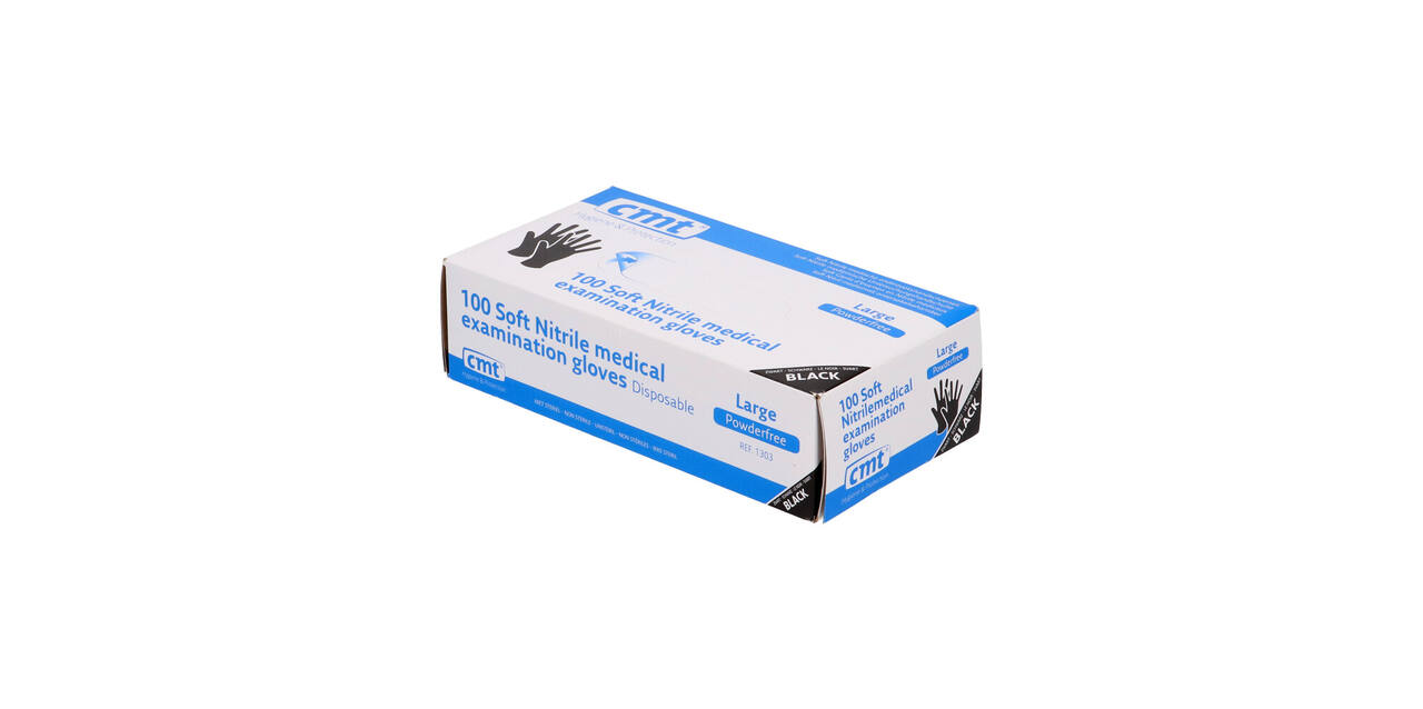 Handschoenen nitrile Soft large disp. à 100 ongepoederd zwart - 1303