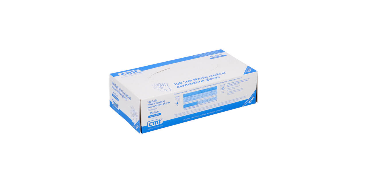 Handschoenen nitrile classic medium disp. à 100 ongepoederd blauw - 1003